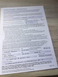 Certificate of Exemption